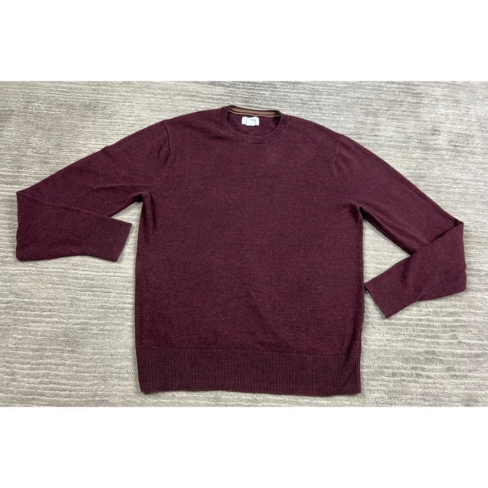 Old Navy Sweater Mens‎ Small Burgundy Crew Neck Cotton Blend Heathered Classic